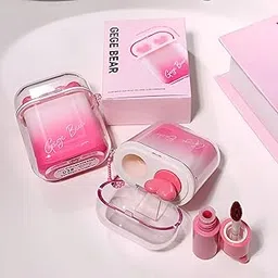 Gege Bear Heartbeat Water-Gloss Velvet Matt Lip Glaze | Velvet Matte and Glossy Dual Formula | Liquid Lipstick Long Lasting Waterproof | Non-Sticky Gloss Moisturizing Lip Tint | Light Pink Brown Shade | Heart Packaging Design with Lipstick Brush | Candy Aesthetic Perfect For Women (01# Lychee Sweet Tea, 2.5g)-picture-26