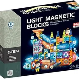142 Pcs Light Magnetic Tiles | Large Building Blocks | STEAM Educational Toys-for Kids Age 3 +Year Old Boy Girl | Creative Gift (Multicolor)-picture-45