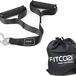 Fitcozi Long Stirrup Handle with Metal Carabiner Cable Machine Attachments Resistance Band Handles Silicon Grips Fitness Strap (Stirrup Tricep- Black)-image-11