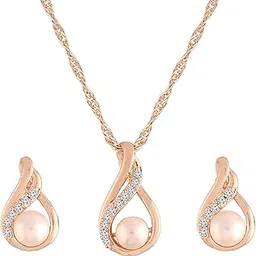 i jewels Glittering American Diamond CZ Zircon Valentine special Chain Chain Pendent Necklace With Earrings Set for Women-picture-53