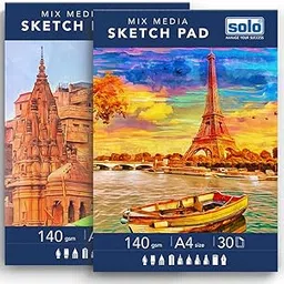 SOLO A4 Sketchpad- Pack of 2, Professional-Grade Premium Acid-Free Unruled Artbook, 140 GSM Sketchbook Artists, Kids & Professionals for Marker, Colored Pencil & Charcoal (Portrait, 21x29.7cm)-picture-14