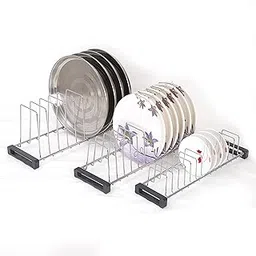 FIT N FORGET Expert Kitchen Fit N Forget Chrome Finished Standum Rack/Cutlery Rack/Cup Saucers Rack/Thali Rack/Utensil Holder (For 20 Inch Tandem Basket)-image-26