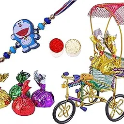 MANTOUSS Rakhi Combo -1 Wired Rikshaw Toy For Kid Brother, Handmade Chocolates, 1 Rakhi For Kid/Small Brother, Roli And Chawal-picture-17