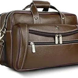 hammonds flycatcher Genuine Leather Office Bag for Men - 15.6" Laptop Bag for Men for Office, Travel, Daily Use - Padded Laptop Compartment, Trolley Strap, Adjustable Strap, 1 Year Warranty, Brushwood-picture-51