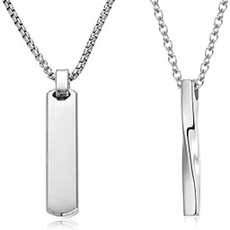 chuppinz 2Pcs Men Neck Chain, Stylish Silver Chain for Mens, Minimalist Pendant Necklace for Daily, Trendy Gift for Boyfriend or Husband, Fashion Accessories for Men-picture-22