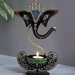 Gunendra Handicrafts Ganesha Tealight Candle Holder for Home Decor Gift Items Iron Metal Ganesh Idol Showpiece Decorative Items for Home, Living Room, Pooja Room Corporate Diwali Gift Items (Black)-image-76