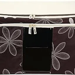 Adbeni Multipurpose Fold-able Rectangular Steel Frame Polyester Under bed Organiser Storage Bag with Lid and Zip Brown BG7001-02-image-18