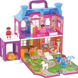ANVITTOYWORLD Dream Palace Assembled Complete Furniture Doll House for Girls Doll House ( 40 Pieces, Multicolour)-picture-31