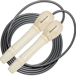 STRAUSS Wooden Skipping Rope – Comfortable Anti-Skid Handles, Smooth Ball Bearing System, Lightweight & Durable for Fitness Training and Exercise (Grey)-image-54