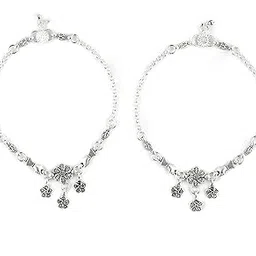 MDSC Traditional Indian Ethnic Bridal Anklet for Women - Ethnic Floral Design - Pack of 2-picture-21