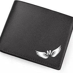 eaglebuzz Mens Black PU Leather Purse | Wallet for Men and Boys Alphabet Name Wallet Gifts for Men | Personalized with Name & Charm Purse (M, Black)-picture-18