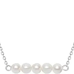 VIGHNESHWAR TRADERS Simple Tiny Dainty Pearl Necklace - Small June Birthstone Pearl bar Choker for Womens, Heavy-duty(14 INCH)-image-93