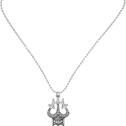 9blings Trishul Rhodium Plated Men's Pendant Chain (6930-02_V)-picture-20