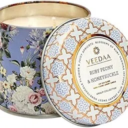 VEEDAA Ruby Peony & Honeysuckle Mason Tin Soy Scented Candle (Burns 25 hours)-picture-61