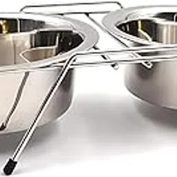 Pets Empire Pet Feeder for Dogs & Cats | Dog Bowl Stand for Large Dogs | Stainless Steel Food and Water Bowls with Iron Stand | Dog Bowls Large Size (900ml X 2 Bowl)-picture-46