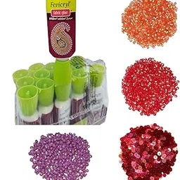 Fabric Glue, Embroidery Glue, Fevicryl,+ Sequins for Embroidery (5 Grm Each Color)-picture-50