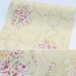 CRIMSON DECORS™ Vintage Rose SELF Adhesive Wallpaper for Living Room Bedroom Hall Peel and Stick Vinyl Wallpaper - 200 * 45 CM - 9 SQFT Approx-picture-33