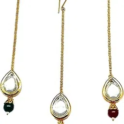 rc radhesh creation Radhesh Creation and Jewellery Traditional Kundan Maangtikka Combo decorated with pearls For Women and Girls (PCS.3)-picture-46