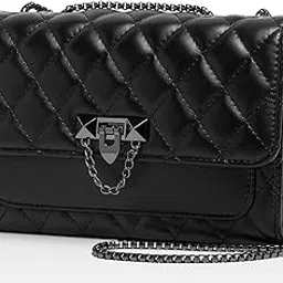 inovera (label) Quilted Sling Bag for Women, Girls - Ladies Crossbody Shoulder Bags - Stylish Handbag Purse with Chain Strap (Black)-picture-11