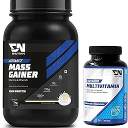 DNUTRIXN Advance Mass Gainer | High Protein with Digestive Enzyme & Multivitamin + Multivitamin Tablets 30N | Combo Pack (1kg, Vanilla Ice-Cream)-picture-15