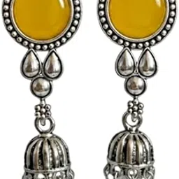 raksh - crafted for moments that matter Raksh Pink Oxidised Jhumka Earrings for Women & Girls | Traditional Dome Teardrop Ethnic Earrings | Lightweight Indian Jewellery for Wedding, Party & Festival Wear-picture-45