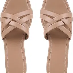 soleura Women’s Stylish Flat Sandals – Comfortable Slip-On Cross Strap Flats for Casual, Office & Outdoor Wear-picture-21