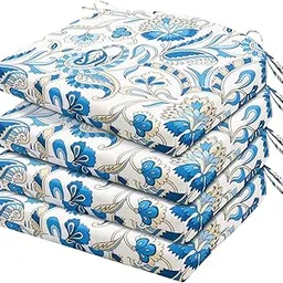 HARBOREST Outdoor/Indoor Waterproof Round Corner Seat Cushion, Patio Furniture Cushions with Ties, 17" X 16" X 2",4 Pack-picture-63