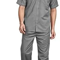 Pick N Pick Woven Cotton RICHED with Polyester Mens Nightsuit with Fully Elastic Pajama and Buttoned TOP-image-95