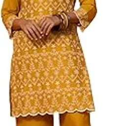libas Mustard Embroidered Cotton Co-Ords-picture-35