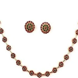 sasitrends Traditional Micro Gold Plated American Diamond Stone Jewellery Set for Women & Girls-picture-47