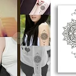 Temporary Tattoo For Girls Men Women Tribal Totems Black Sticker Size 19x12CM - 1PC. (8024) image 1