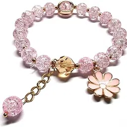 maripabon Glazed Flowers Crystal Bead Bracelets 8mm Gemstone Beaded Stretch Bracelet with Flower Bracelet for Women, 8mm, Crystal, crystal-picture-37