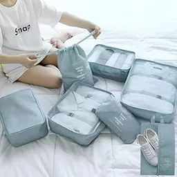 DME SALES polyester 7 Set Packing Cubes Luggage Packing Organizers For Travel Accessories storage organiser (sky blue)-picture-19