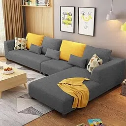 Casaliving Minta Right Hand Side 6 Seater L Shape Sofa Set for Living Room (Grey Premium Colour L Shape Sofa) Premium Fabric Sofa Set for Living Room image 1