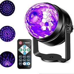 MVM Enterprise UV Black Light 6W LED Disco Ball Party Lights Strobe Light Disco Lights, Sound Activated with Remote Control Dj Lights Stage Light for Festival Bar Club Party Wedding Show Home (1 pcs) image 1