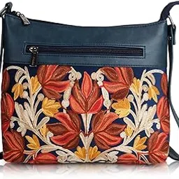 eveda Synthetic Leather Gorgeous Embroidered Stylish Design Shoulder Crossbody Side Sling Bag For Women-picture-12