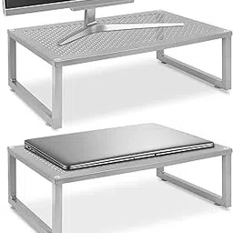 INDIAN DECOR, 39601 Space Saving Ergonomically Designed 2 Pack- Simple Trending Monitor Stand Riser, Metal Desktop Stand for Laptop, Computer, iMac, Pc, Printer, Grey-picture-21