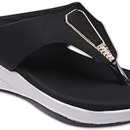 ortho club Fancy doctor slippers | Stylish chappal for women | Comfortable flat sandals for women stylish Women's Orthopedic Comfortable Wedge Flip Flops with Stylish Strap WSP58_BLACK_7-picture-10