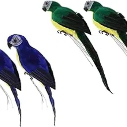 2X Handmade Parrot Garden Statue Macaw Figurines Landscape Ornament Props |2 Pieces of Realistic Macaw Parrot-image-35