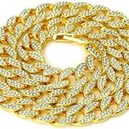 Mens Iced Out Hip Hop Silver or Gold Tone CZ Miami Cuban Link Chain 16" 18" 20" 24" Choker Necklace-image-39
