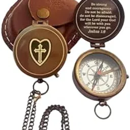 Be Strong and Courageous Engraved Compass with Leather Case, Confirmation Gift Compass, Baptism, Best Compass for Hiking & Travelling, Best Gift for Festivals-picture-17