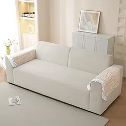 HOKIPO 'French Lace & Luxe' Anti-Slip Sofa Armrest Covers | Elegant Curved Lace Design | 1 Pair - Oakwood Light Brown (AR-6128-BRN*2)-picture-10