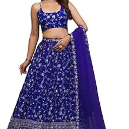 jihu culture JIHU CULUTURE Georgette Zari Embroidered Lehenga Choli With Dupatta For Women-picture-53