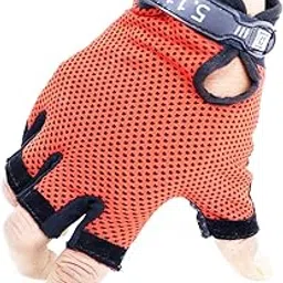 Leopsportz Breathable Cycling Gloves for Men and Women - Half Finger Cycling Gloves | Perfect Bike Riding Gloves | Sports Gym Gloves (Half Finger Red)-image-4