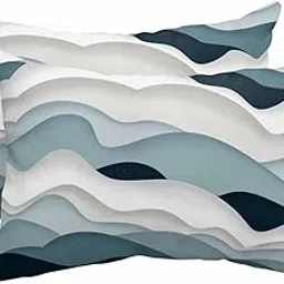 Outdoor Pillows Waterproof with Inserts, Blue Gradient Ocean Wave Pattern Fluffy Lumbar CushionsFade Resistant Lumbar Cushion Covers, Patio Furniture Pillows for Home Balcony Garden Decor 11x16in-picture-36