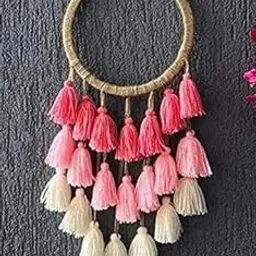 Mudtale Handmade Jute Dream Catcher Wall Hanging in Pink – Boho Macrame-Style Cotton & Jute Decor for Living Room, Bedroom, Nursery, Festival, Wedding-image-99
