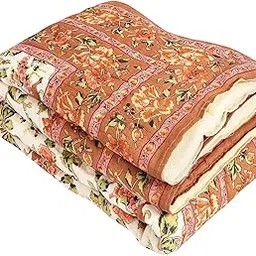 NAAR RAZAI Traditional Famous Jaipuri Beautiful Floral Print Jaipuri Rajai/Razai/Quilt Single/Double Bed Quilt/Comforter/Ac Quilt/Ac Comforter, Cotton, Lightweight (Mugal Single)-image-88