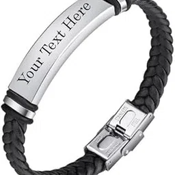 m men style Personalized Mens Custom ID Beads Engraving Names Stainless Steel Leather Bracelet for Men SBr102-picture-24