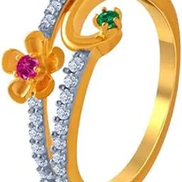 p.c. chandra jewellers 14k (585) Yellow Gold and American Diamond Ring for Women-picture-47