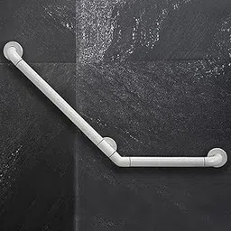 KosmoCare Stainless Steel 135° with Anti-Slip Nylon Grip Grab Bar, Wall Mounted Safety Angled Grab Bar for Bathroom | Grab Bars for Toilet Senior Citizens | Toilet Grab bar for Elderly (700 x 500mm) image 1